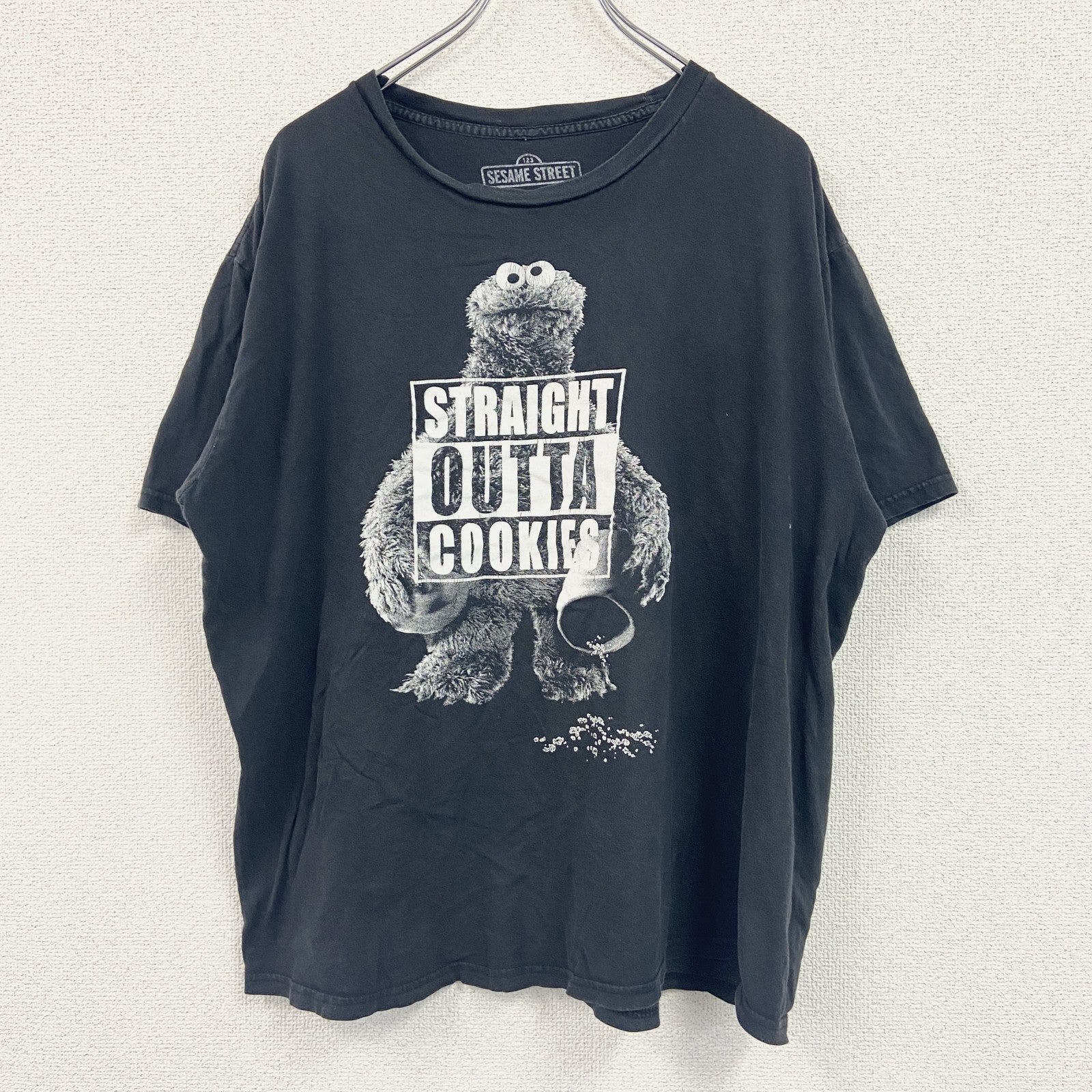 SESAME STREET　セサミストリート　COOKIE MONSTER　クッキーモンスター　半袖プリントTシャツ　黒　ブラック　XLサイズ