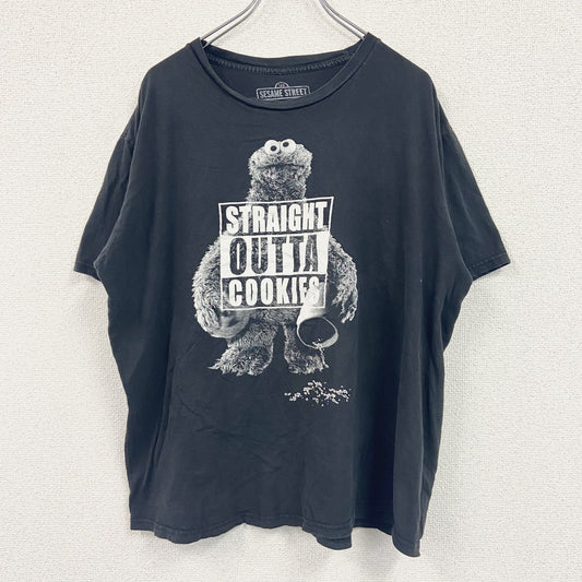 SESAME STREET　セサミストリート　COOKIE MONSTER　クッキーモンスター　半袖プリントTシャツ　黒　ブラック　XLサイズ