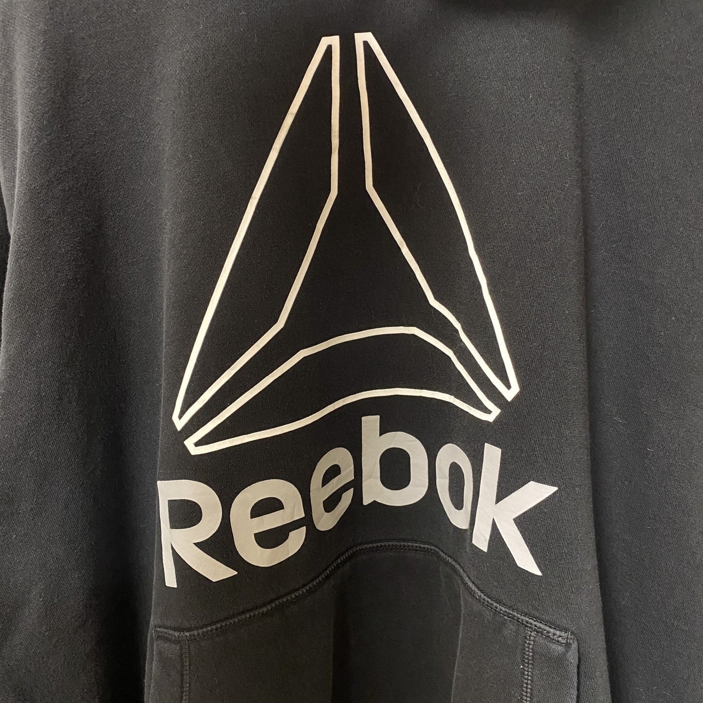 古着 used　Reebok リーボック　長袖ビッグロゴデザインパーカー　スウェットフーディ　黒　ルーズフィット　XXLサイズ