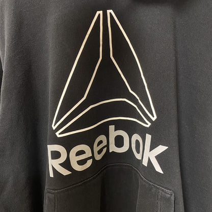 古着 used　Reebok リーボック　長袖ビッグロゴデザインパーカー　スウェットフーディ　黒　ルーズフィット　XXLサイズ