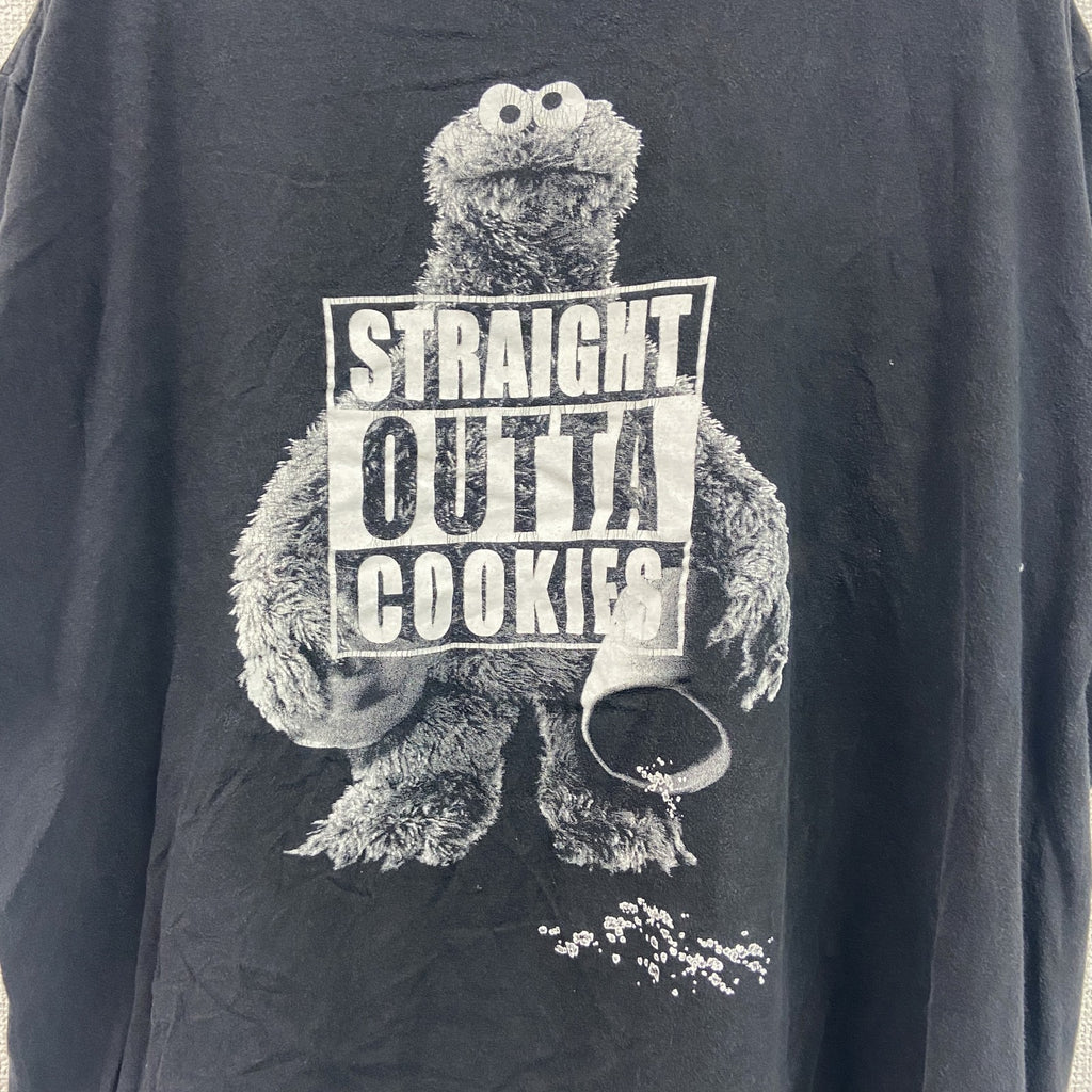 SESAME STREET　セサミストリート　COOKIE MONSTER　クッキーモンスター　半袖プリントTシャツ　黒　ブラック　XLサイズ