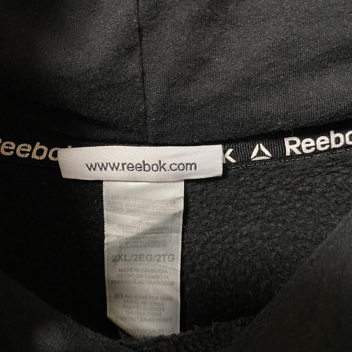 古着 used　Reebok リーボック　長袖ビッグロゴデザインパーカー　スウェットフーディ　黒　ルーズフィット　XXLサイズ
