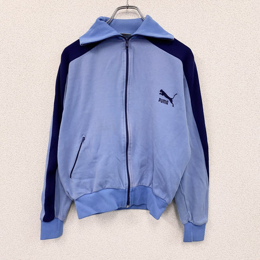 80s　PUMA　プーマ　トラックジャケット/ジャージ　ヴィンテージ　片ポケ　水色　ライトブルー　5サイズ