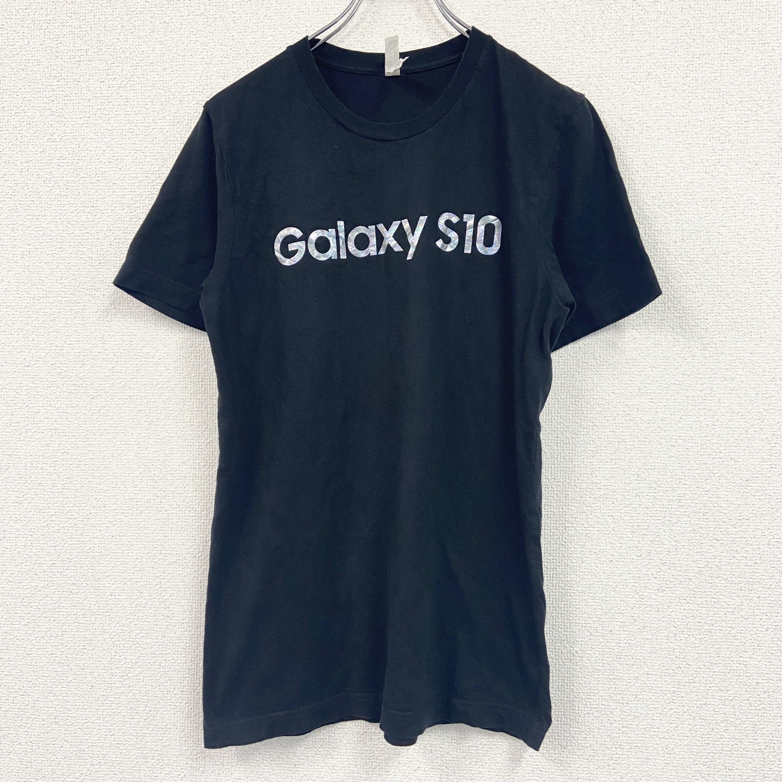 CANVAS　キャンバス　半袖プリントTシャツ　サムスン電子　Galaxy S10　黒　ブラック　Mサイズ