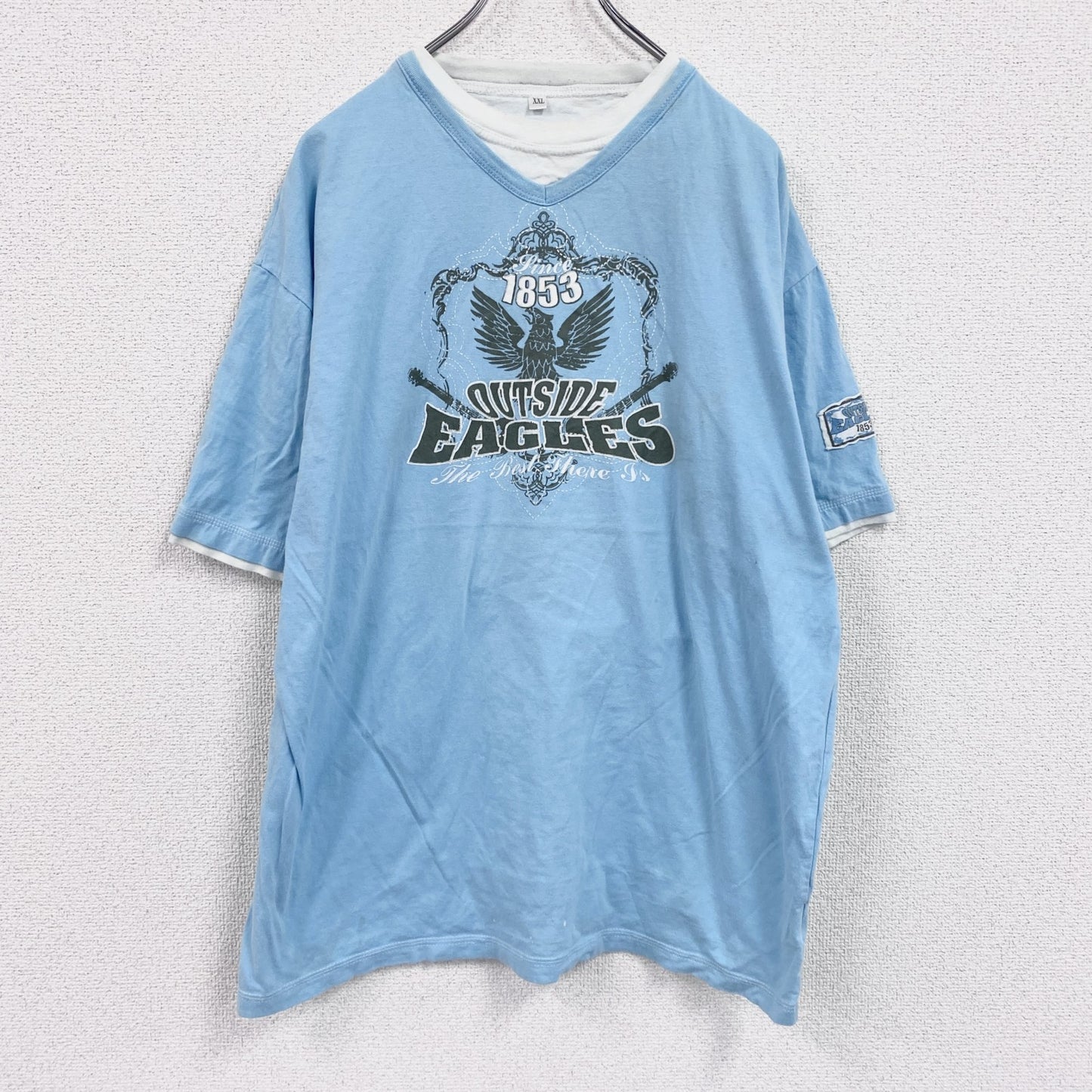 EAGLES　半袖プリントTシャツ　バンドＴ　水色　ライトブルー　2XLサイズ　