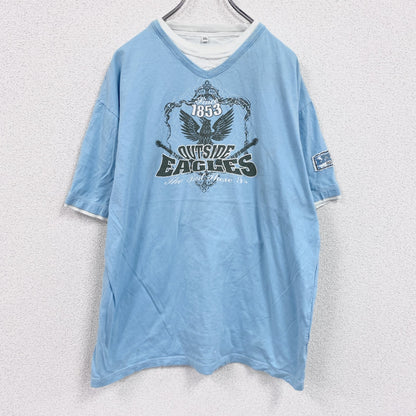 EAGLES　半袖プリントTシャツ　バンドＴ　水色　ライトブルー　2XLサイズ　