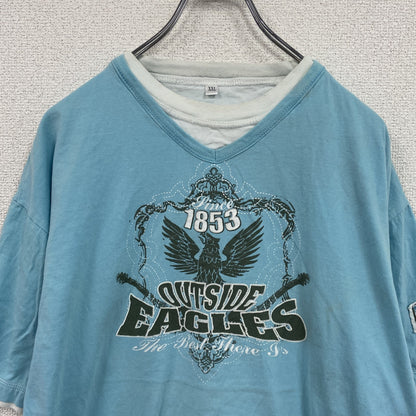 EAGLES　半袖プリントTシャツ　バンドＴ　水色　ライトブルー　2XLサイズ　
