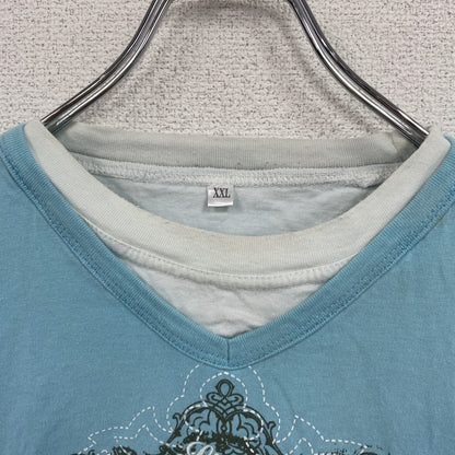 EAGLES　半袖プリントTシャツ　バンドＴ　水色　ライトブルー　2XLサイズ　