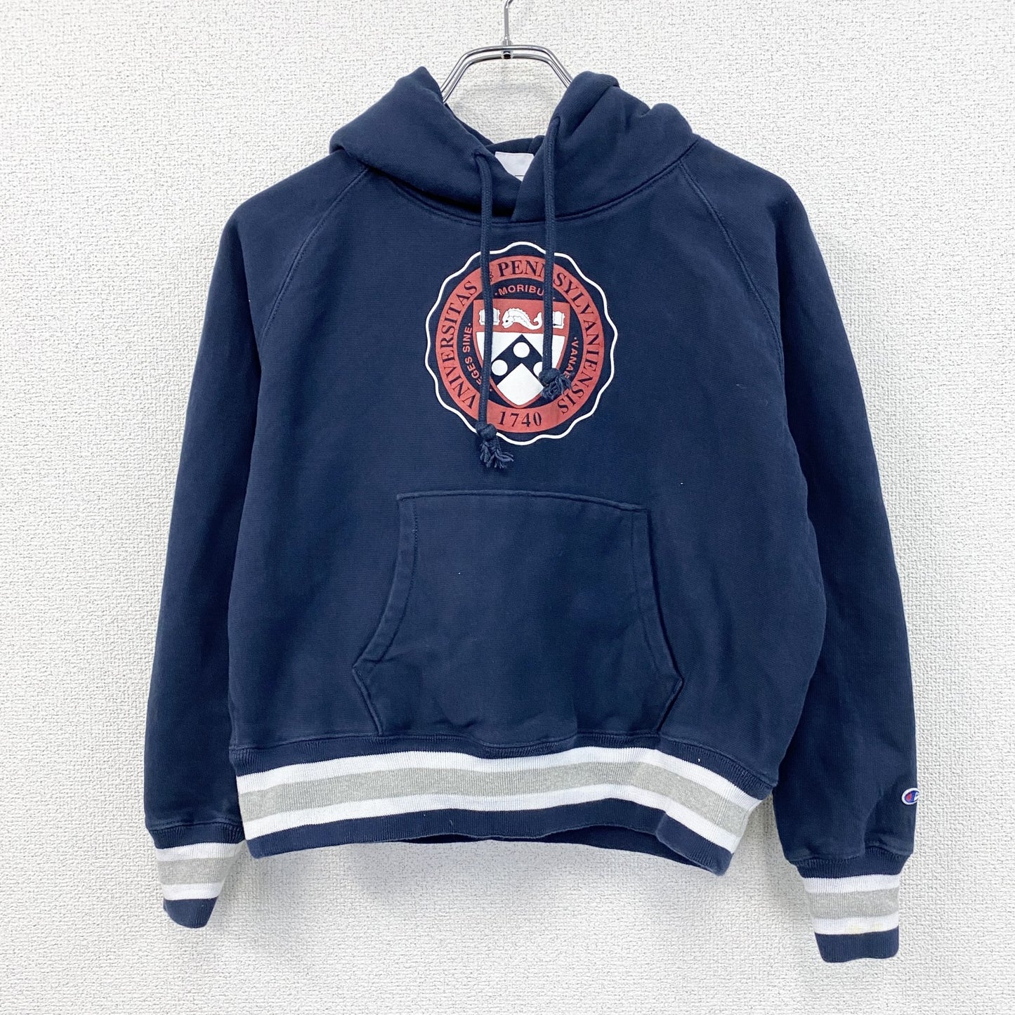 Champion　チャンピオン　リバースウィーブ　スウェットパーカー/フーディー　カレッジロゴ　紺　ネイビー　Sサイズ