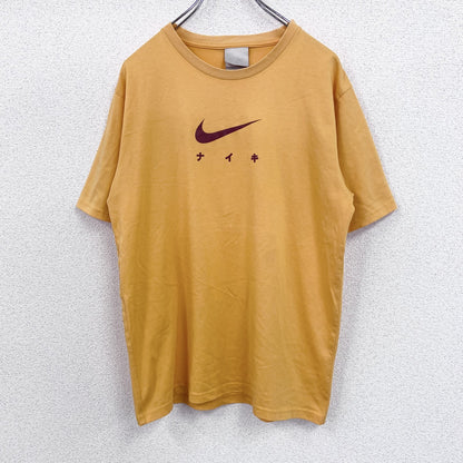 00s　NIKE　ナイキ　半袖プリントTシャツ　ヴィンテージ　スウッシュロゴ　黄　イエロー　Mサイズ