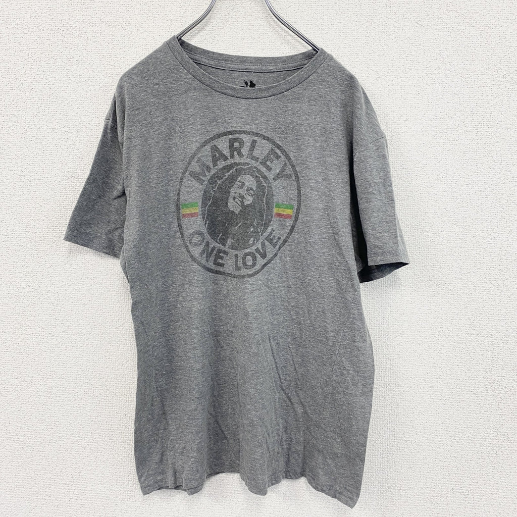 ZION　ボブマーリー　半袖プリントTシャツ　レゲエ　灰色　グレー　XLサイズ