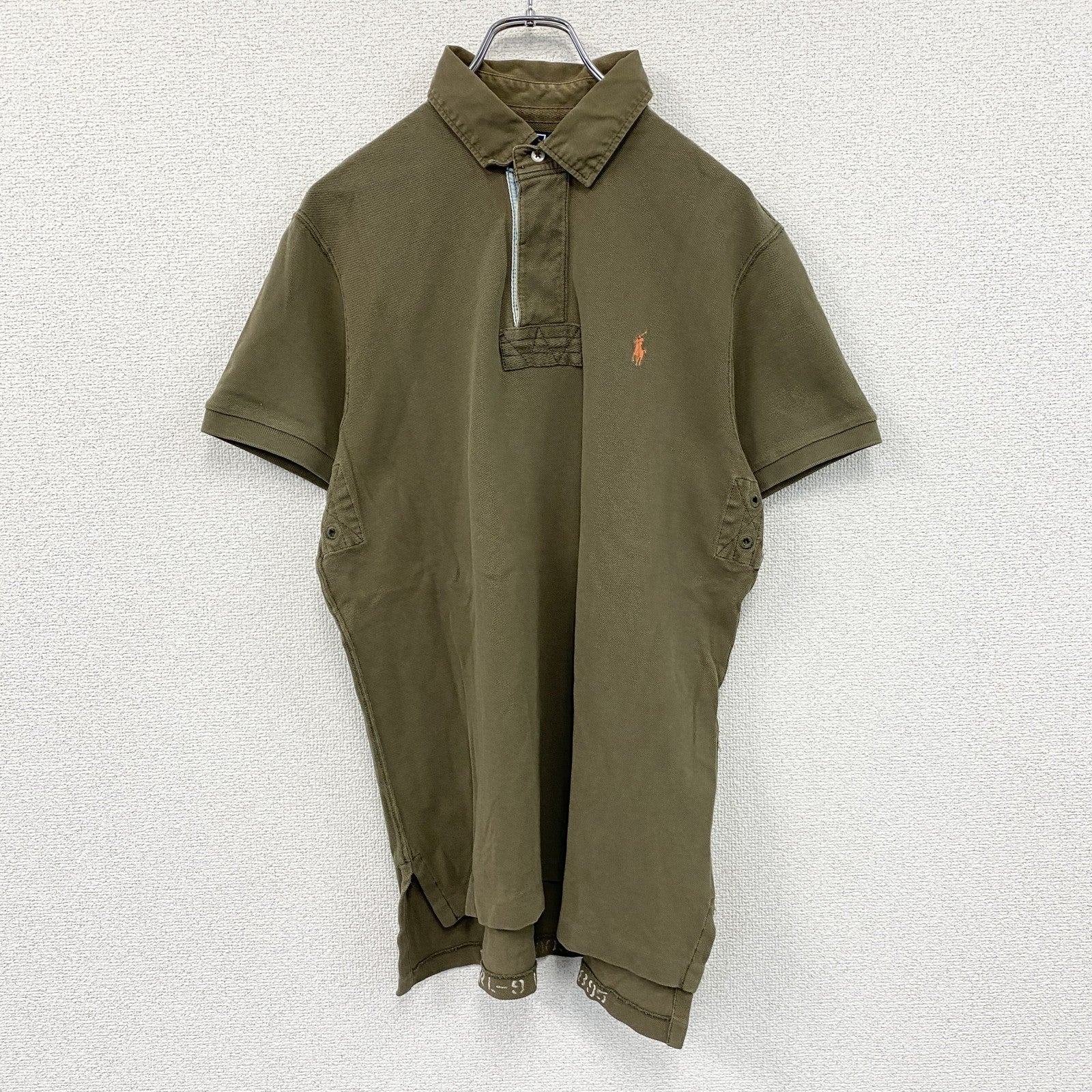 POLO by Ralph Lauren　ラルフローレン　CUSTOM FIT　半袖ポロシャツ　刺繍ロゴ　ワンポイント　カーキ　Lサイズ