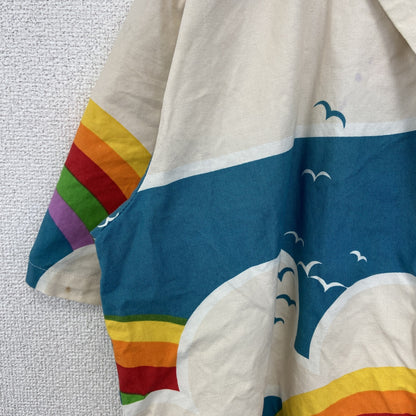 古着 used　POP SPOURTS ポップスポーツ　半袖プリントシャツ　虹　カモメ　曇　カジュアル　レトロデザイン　Lサイズ
