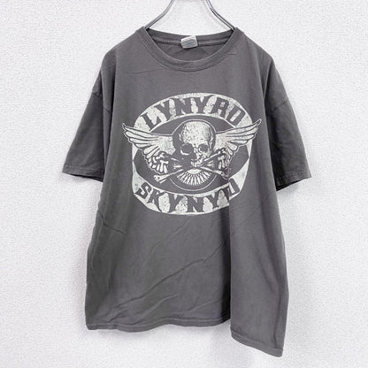 GILDAN　ギルダン　レーナードスキナード　半袖プリントTシャツ　バンドＴ　グレー　Lサイズ