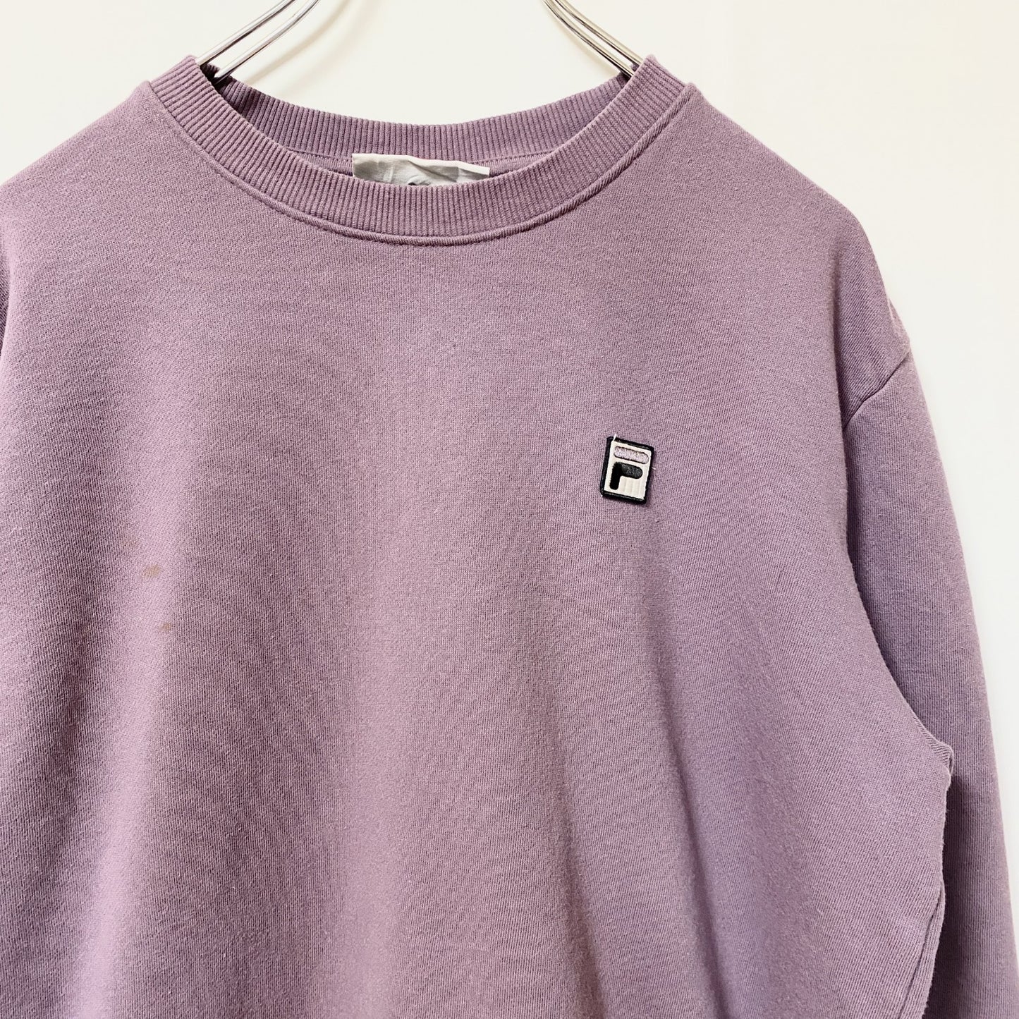 FILA　フィラ　スウェット/トレーナー　ワッペン　リブライン　ワンポイント　紫　パープル　Lサイズ