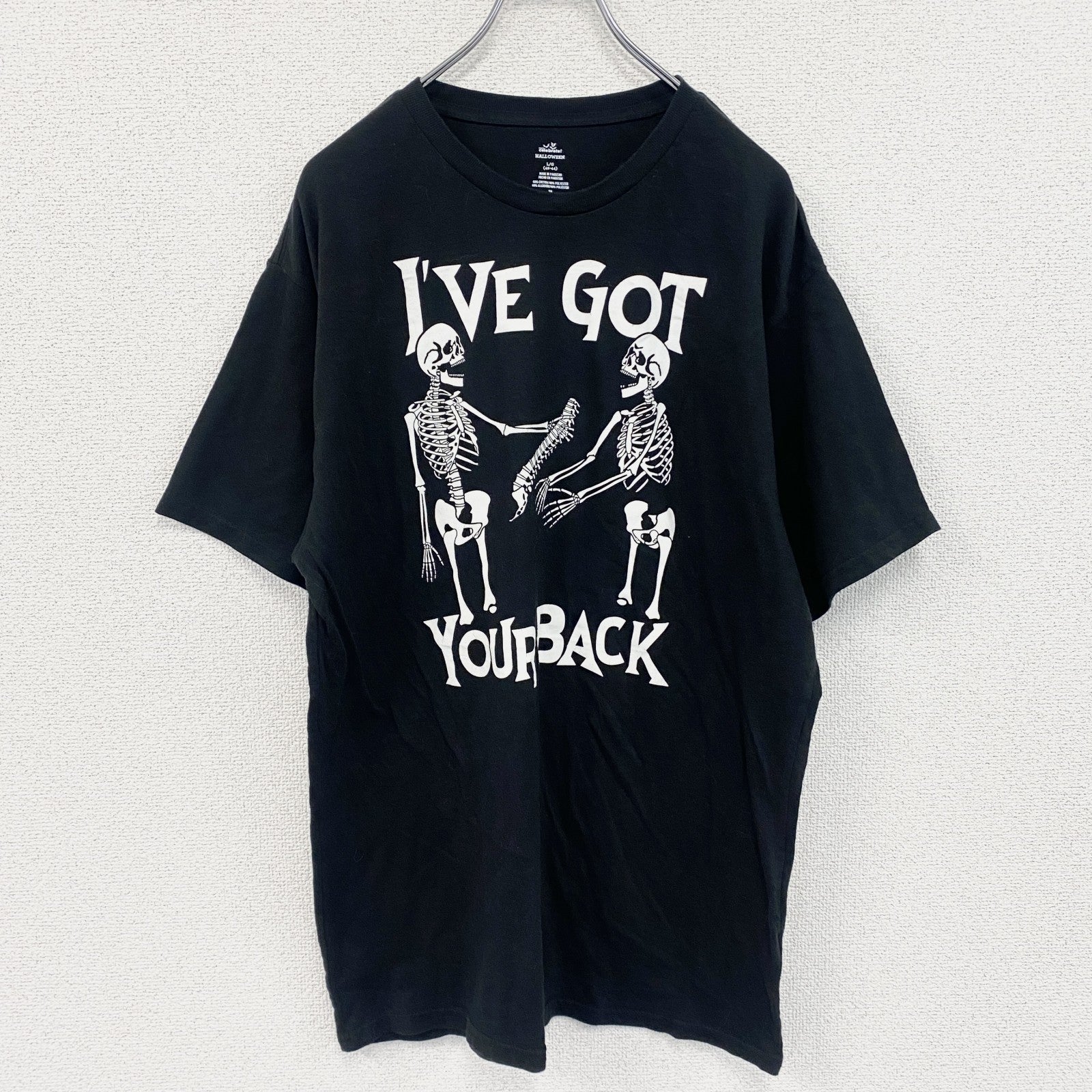 way to celebrate!HALLOWEEN　半袖プリントTシャツ　ドクロ　骸骨　黒　ブラック　Lサイズ