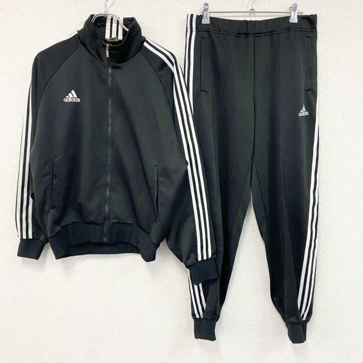 adidas　アディダス　ジャージセットアップ　トラックジャケット　トラックパンツ　黒　ブラック　Oサイズ