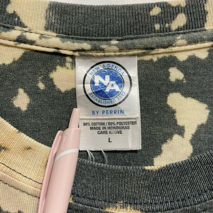 古着 used　ミネソタ州立大学　半袖カレッジプリントTシャツ　タイダイ柄　クルーネック　レトロ　グレー　ベージュ　Lサイズ