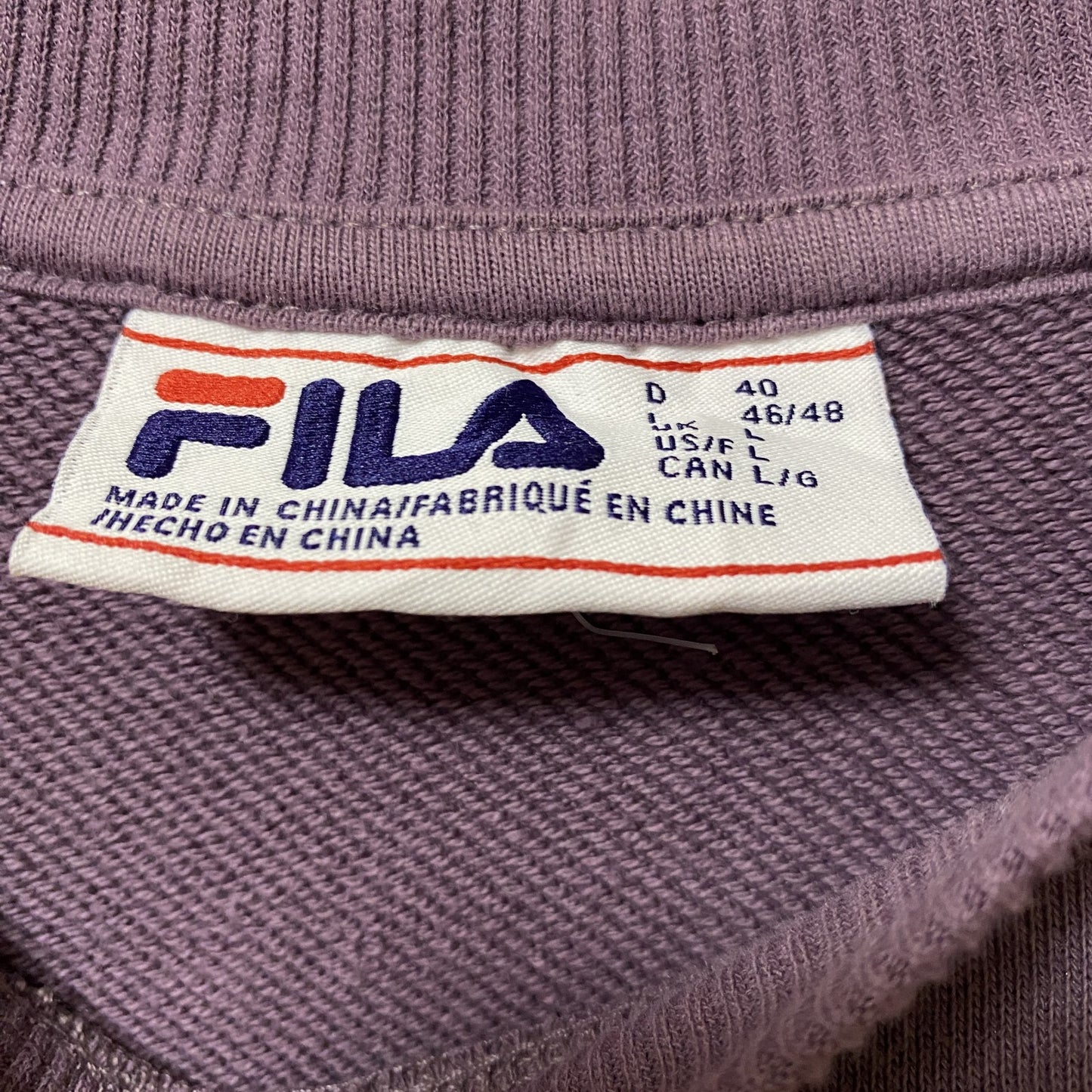 FILA　フィラ　スウェット/トレーナー　ワッペン　リブライン　ワンポイント　紫　パープル　Lサイズ
