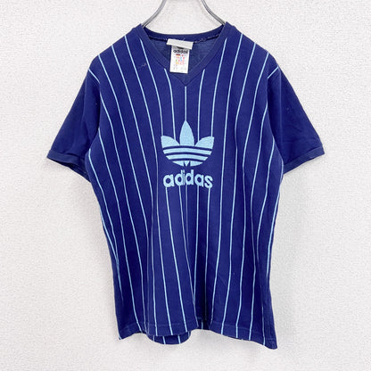 ～90s　adidas　アディダス　半袖Tシャツ　ヴィンテージ　ストライプ柄　紺　ネイビー　Lサイズ