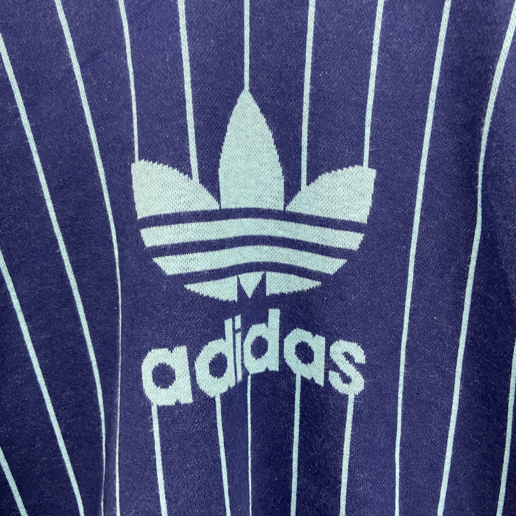 ～90s　adidas　アディダス　半袖Tシャツ　ヴィンテージ　ストライプ柄　紺　ネイビー　Lサイズ