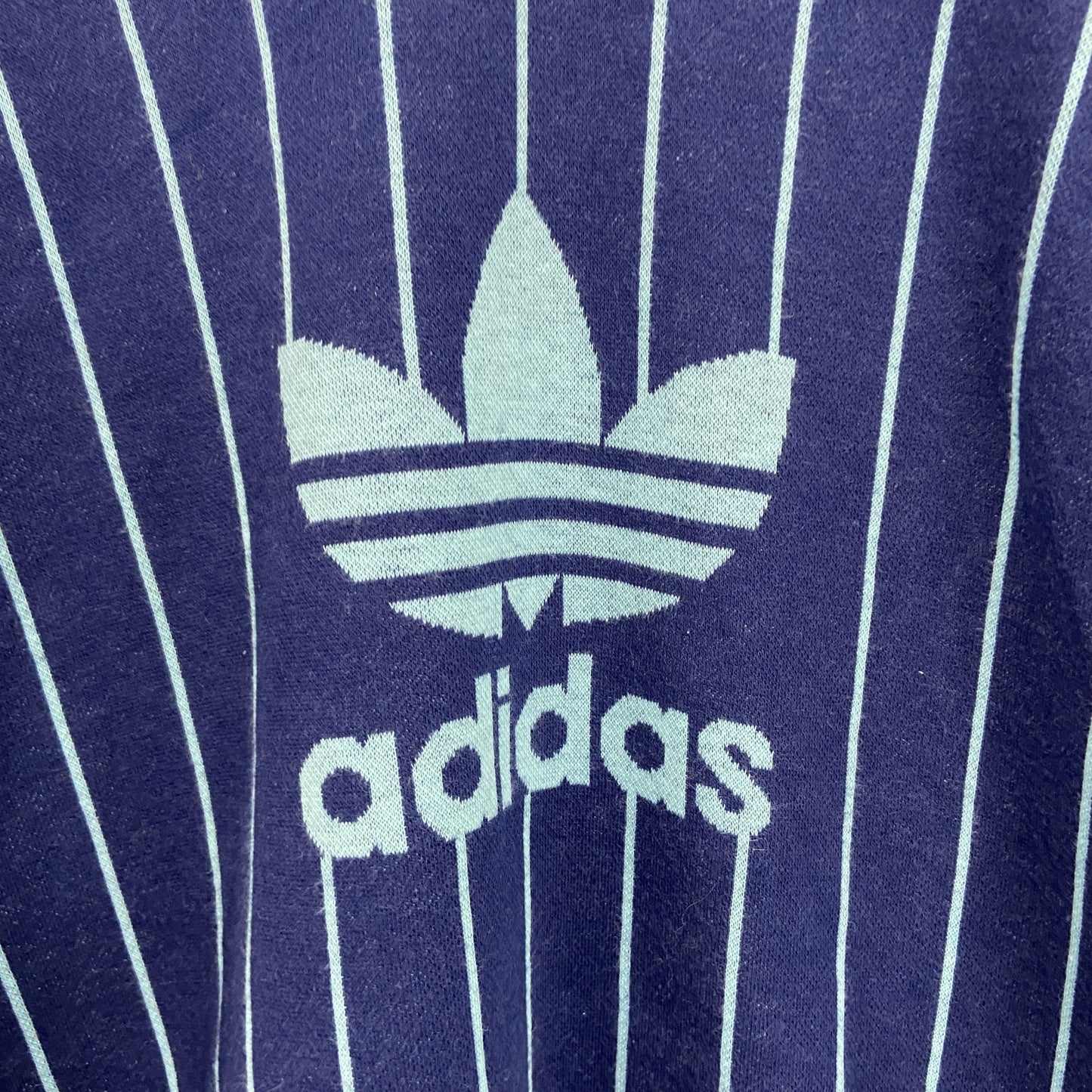 ～90s　adidas　アディダス　半袖Tシャツ　ヴィンテージ　ストライプ柄　紺　ネイビー　Lサイズ