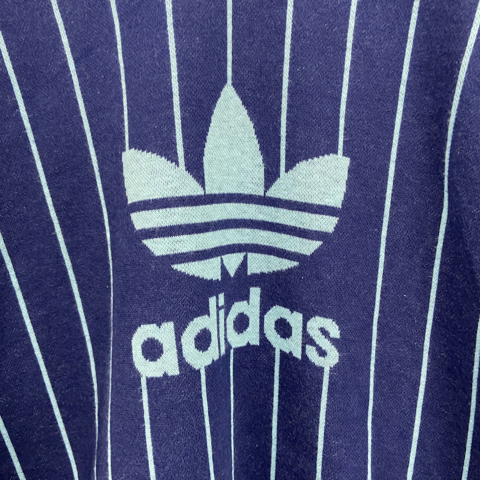 ～90s　adidas　アディダス　半袖Tシャツ　ヴィンテージ　ストライプ柄　紺　ネイビー　Lサイズ