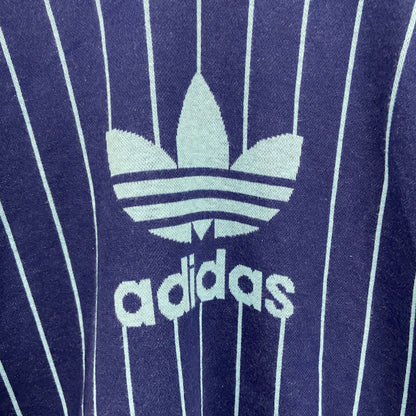 ～90s　adidas　アディダス　半袖Tシャツ　ヴィンテージ　ストライプ柄　紺　ネイビー　Lサイズ