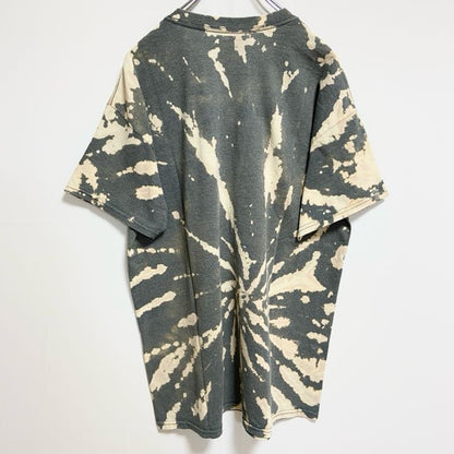 古着 used　ミネソタ州立大学　半袖カレッジプリントTシャツ　タイダイ柄　クルーネック　レトロ　グレー　ベージュ　Lサイズ