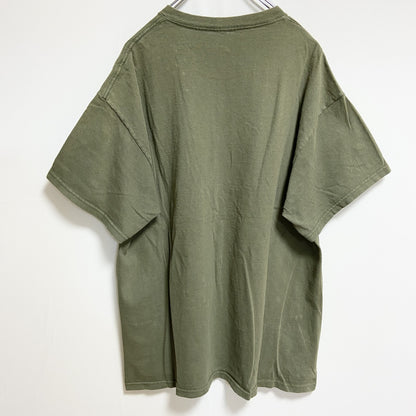 古着 used　半袖プリントロゴTシャツ　クルーネック　PUTITALL ONTHELINE　カーキ　緑　レトロ　Lサイズ