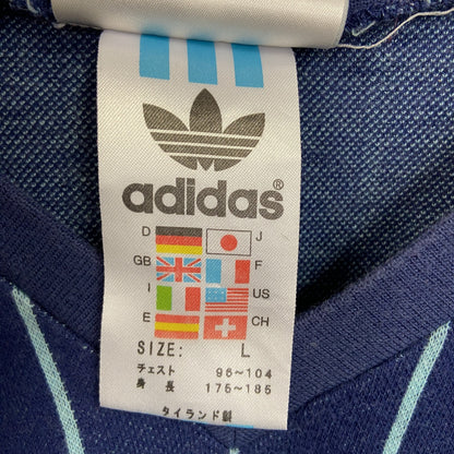 ～90s　adidas　アディダス　半袖Tシャツ　ヴィンテージ　ストライプ柄　紺　ネイビー　Lサイズ