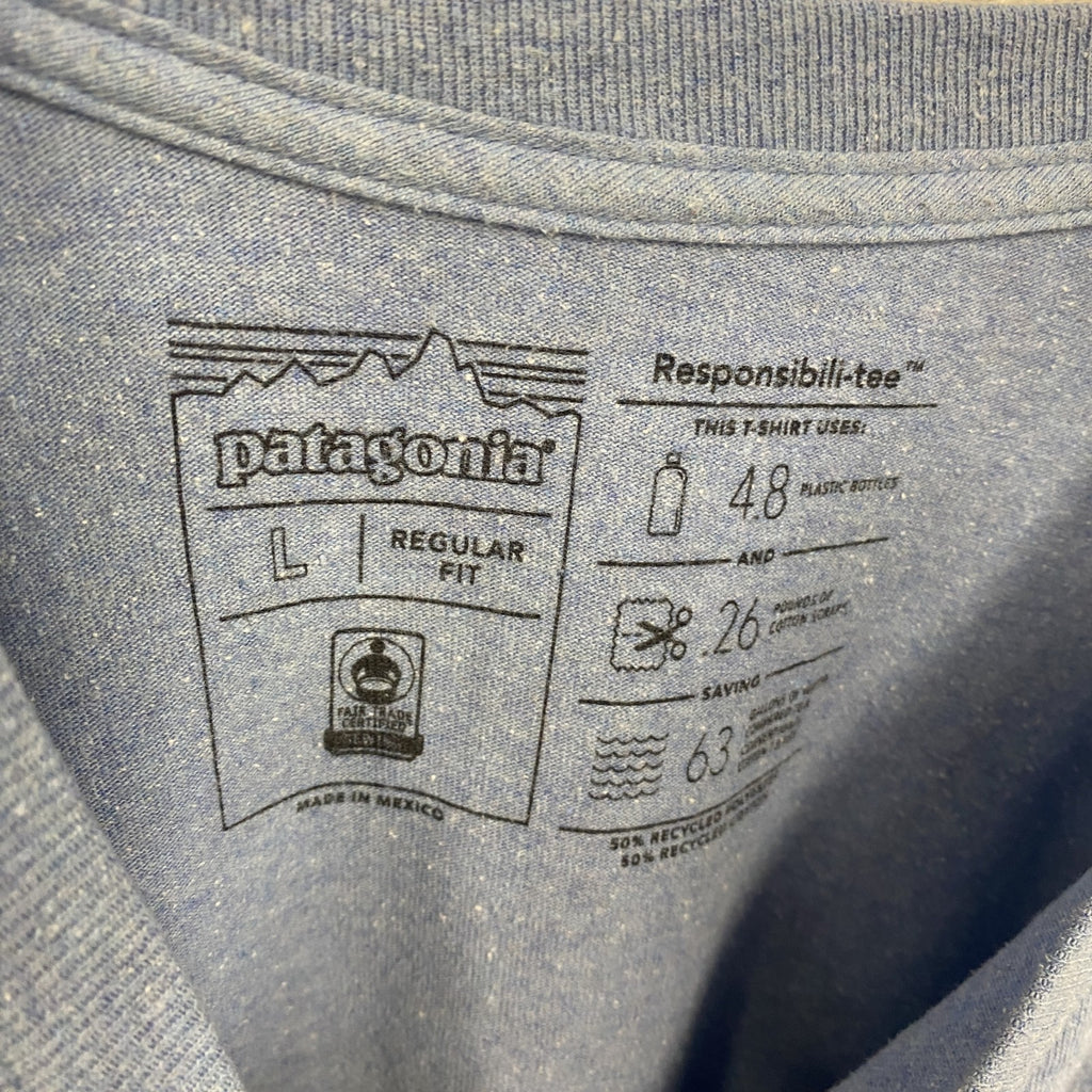 patagonia　パタゴニア　半袖プリントTシャツ　水色　ライトブルー　Lサイズ