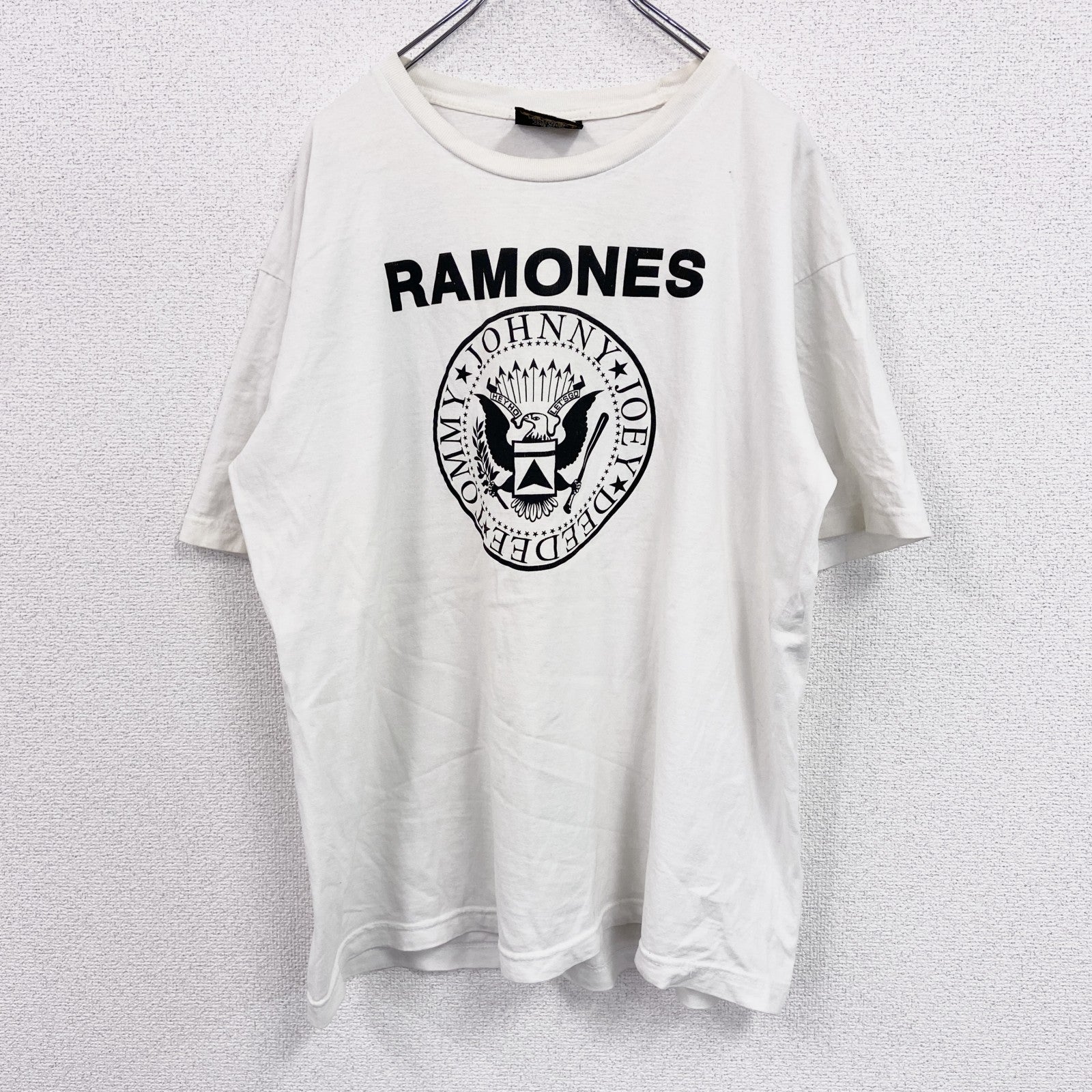 90s　FROZEN MUNKY　RAMONES　ラモーンズ　半袖プリントTシャツ　白　ホワイト　XLサイズ