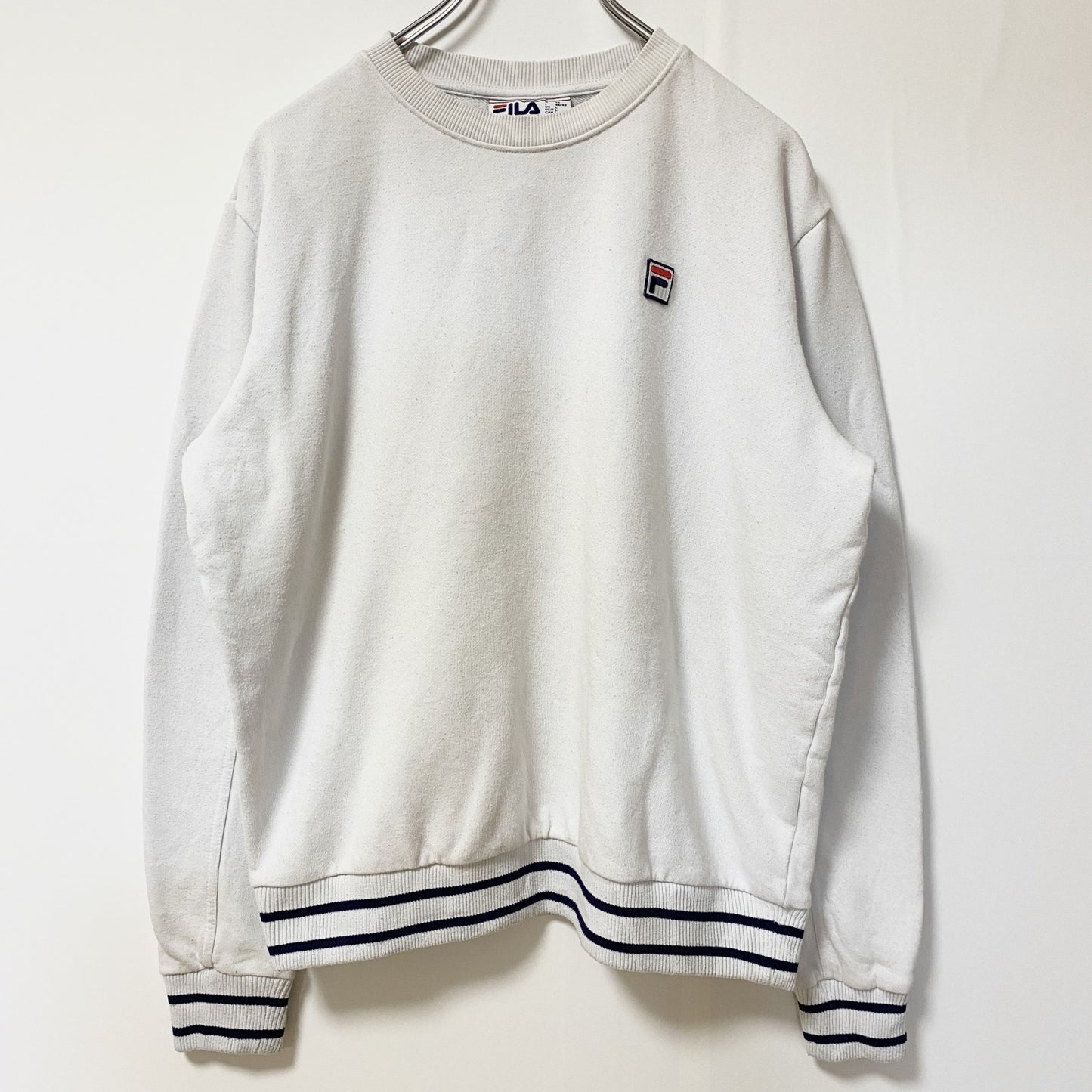 FILA　フィラ　スウェット/トレーナー　ワンポイント　リブライン　ホワイト　Lサイズ