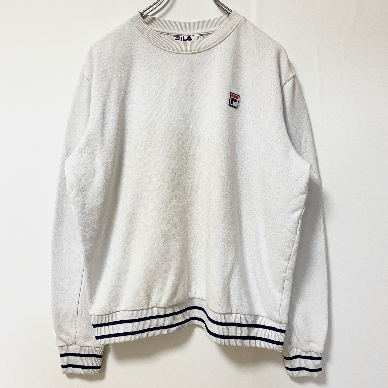 FILA　フィラ　スウェット/トレーナー　ワンポイント　リブライン　ホワイト　Lサイズ