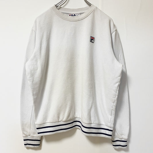 FILA　フィラ　スウェット/トレーナー　ワンポイント　リブライン　ホワイト　Lサイズ