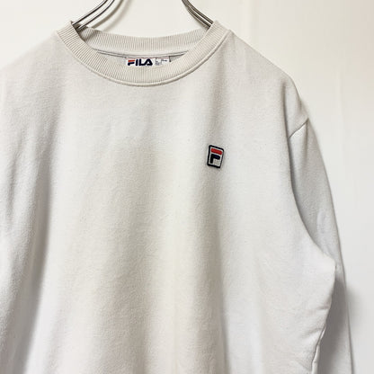 FILA　フィラ　スウェット/トレーナー　ワンポイント　リブライン　ホワイト　Lサイズ