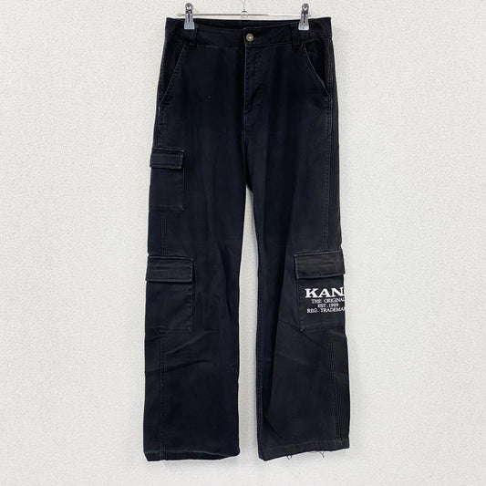 Karl Kani　カールカナイ　カーゴブラックデニムパンツ　刺繍ロゴ　フラップポケット　5つポケット　黒　ブラック　Sサイズ