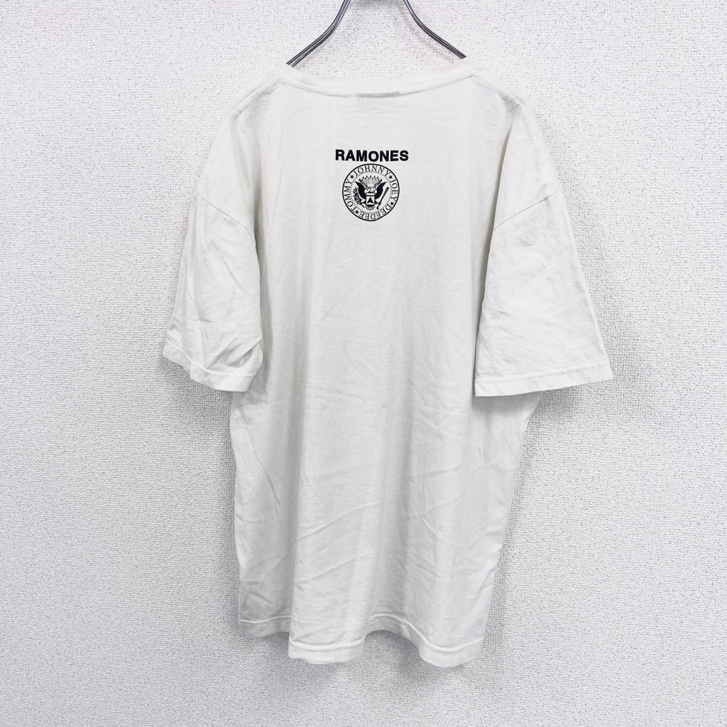 90s　FROZEN MUNKY　RAMONES　ラモーンズ　半袖プリントTシャツ　白　ホワイト　XLサイズ