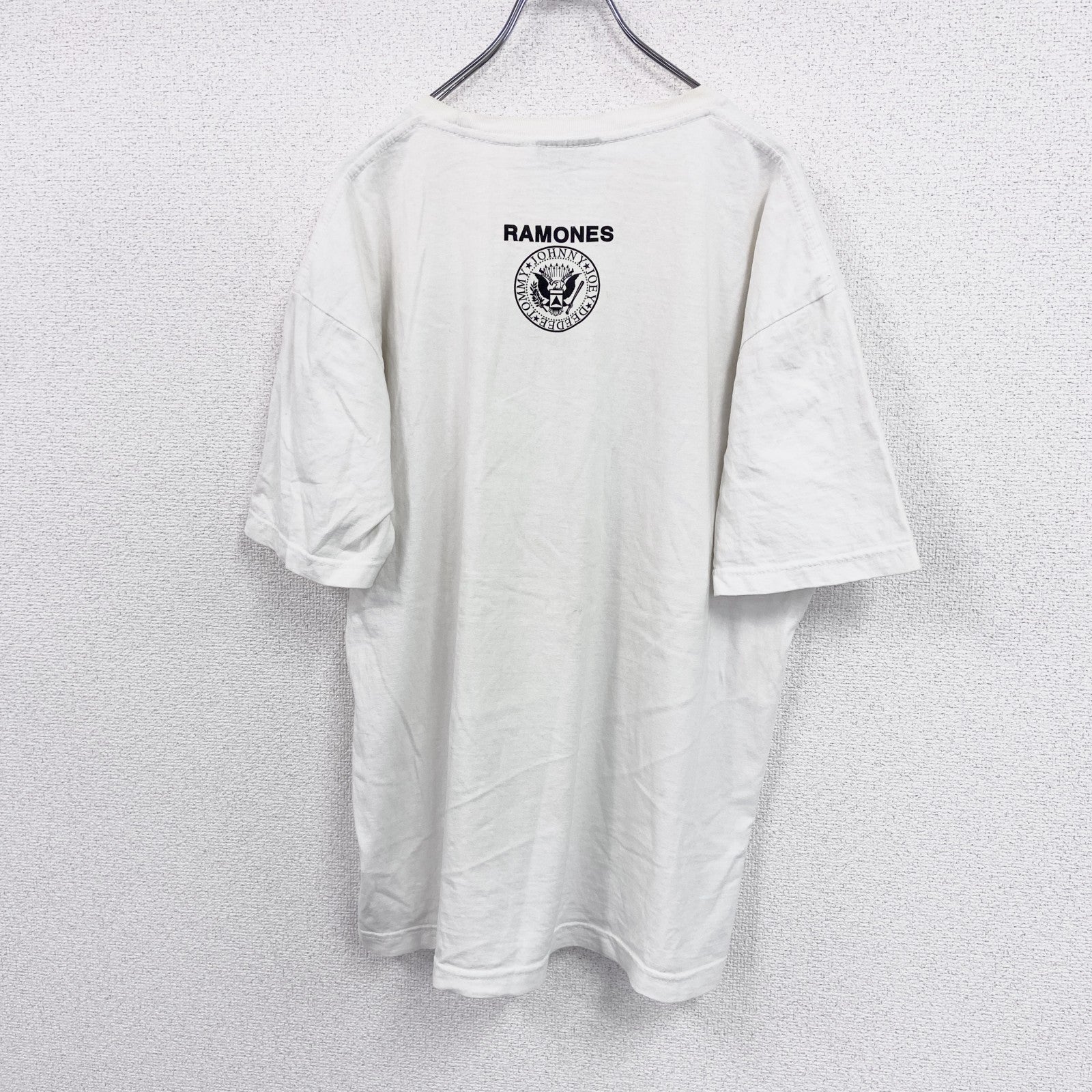 90s　FROZEN MUNKY　RAMONES　ラモーンズ　半袖プリントTシャツ　白　ホワイト　XLサイズ