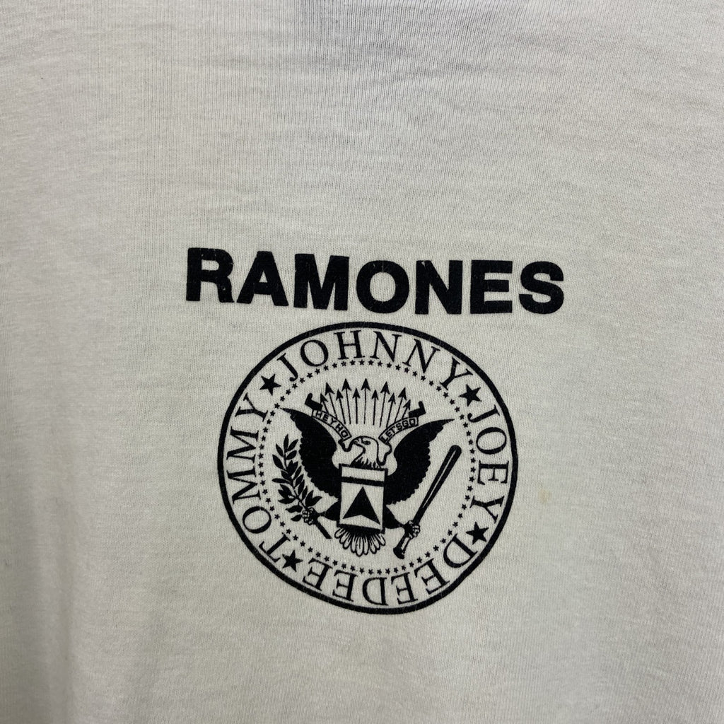 90s　FROZEN MUNKY　RAMONES　ラモーンズ　半袖プリントTシャツ　白　ホワイト　XLサイズ