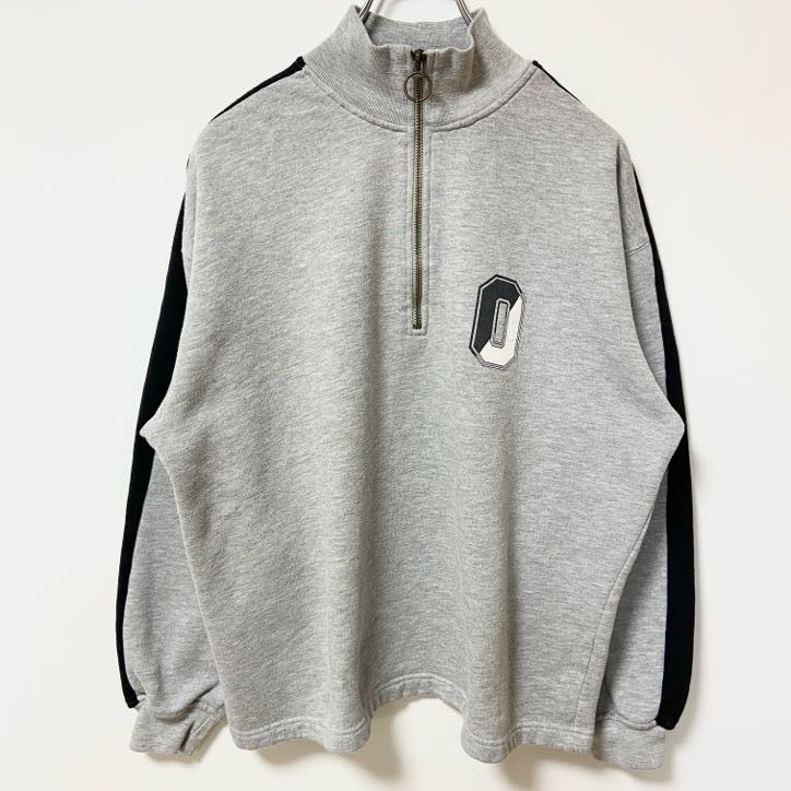 古着 used　90s　OLDNAVY オールドネイビー　 長袖ハーフジップスウェット　トレーナー　グレー　ヴィンテージ　Mサイズ