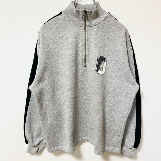 古着 used　90s　OLDNAVY オールドネイビー　 長袖ハーフジップスウェット　トレーナー　グレー　ヴィンテージ　Mサイズ