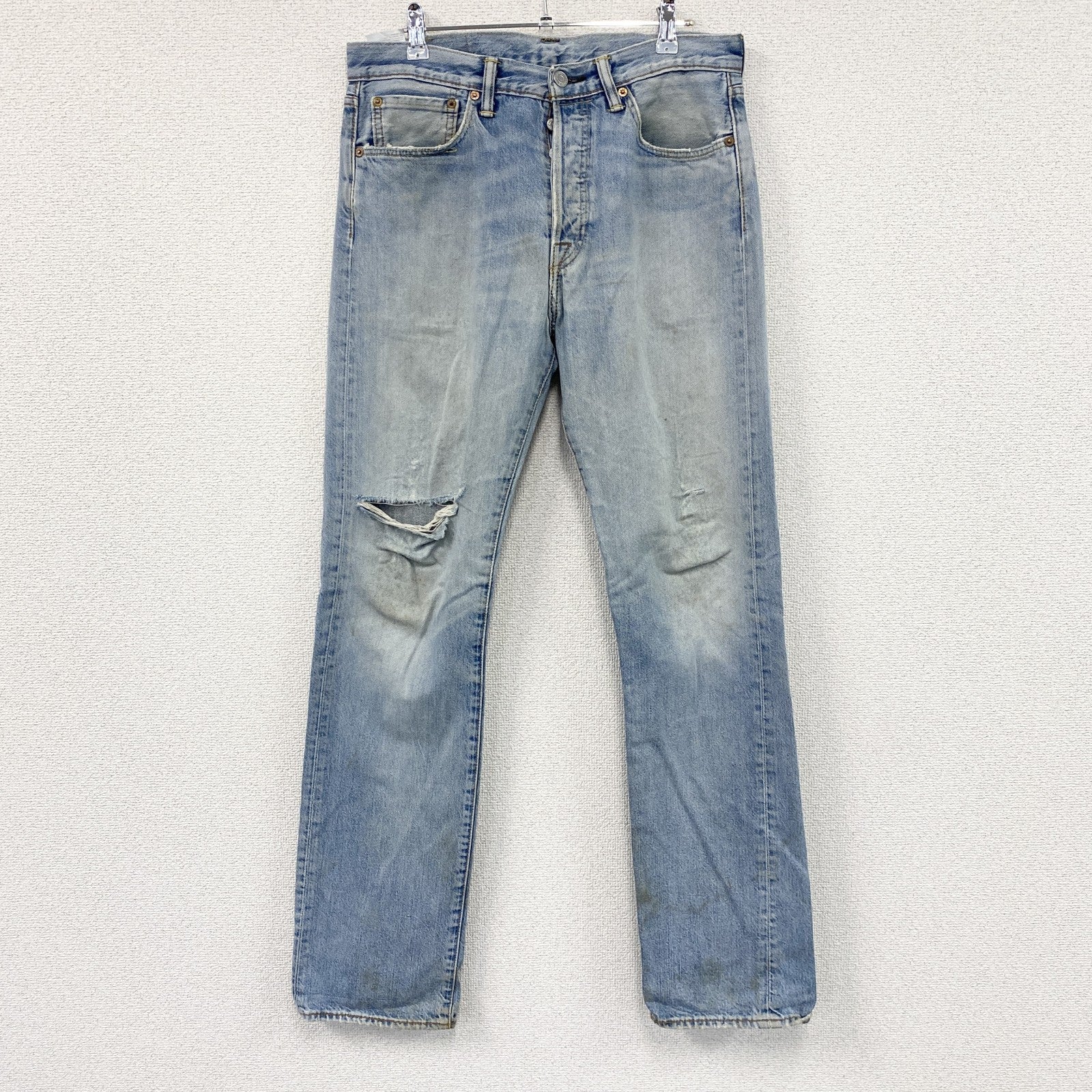 Levi’s　リーバイス　501　ダメージデニムパンツ/ジーンズ　ボタンフライ　縦落ち　インディゴ　W32サイズ