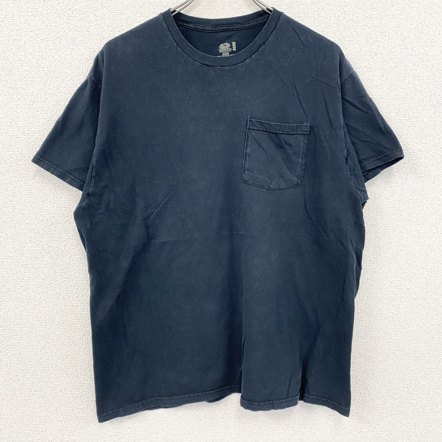 FRUIT OF THE LOOM　フルーツオブザルーム　半袖Tシャツ　胸ポケット　無地　クルーネック　黒　ブラック　XLサイズ
