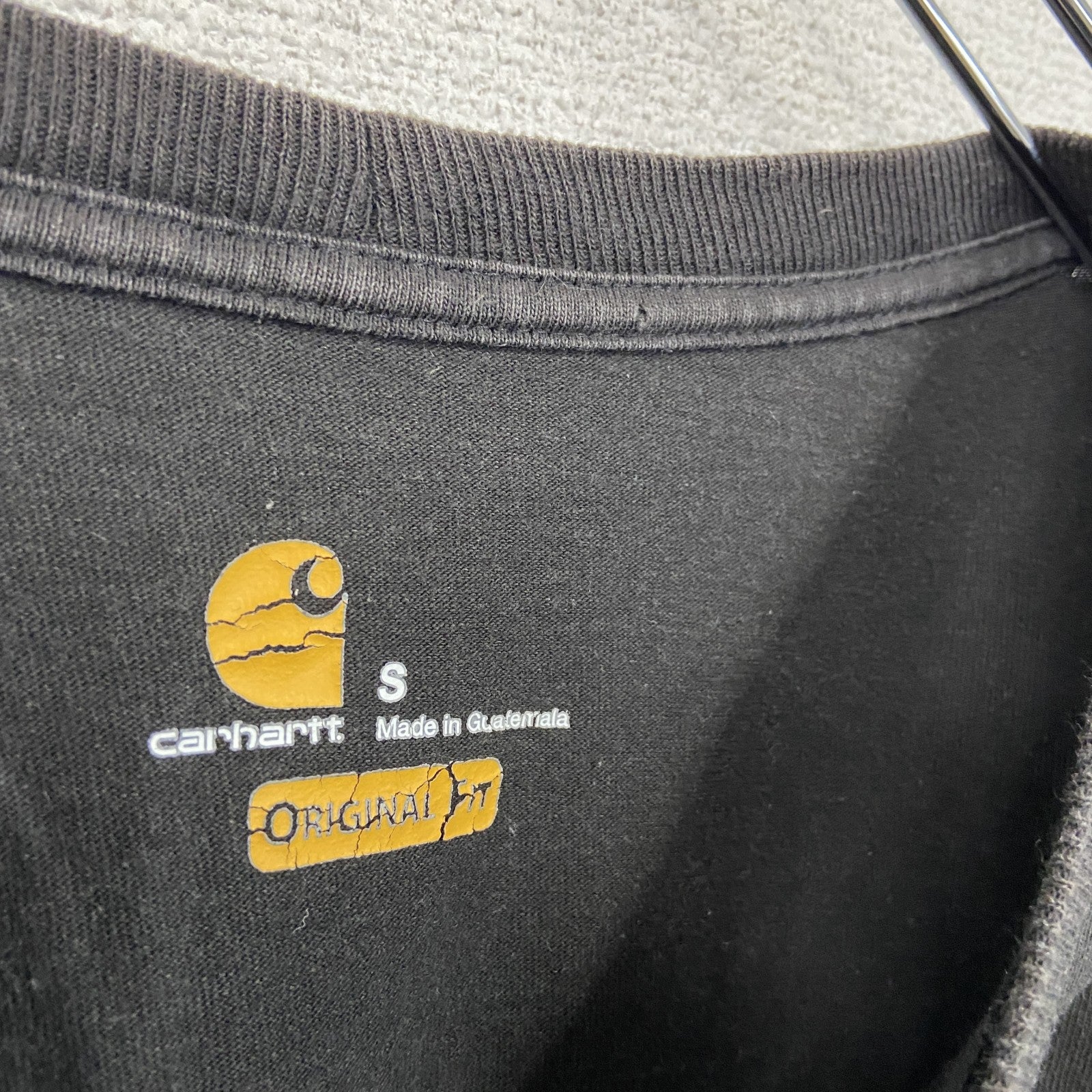 Carhartt　カーハート　長袖プリントTシャツ/ロンT　ポケT　黒　ブラック　Sサイズ