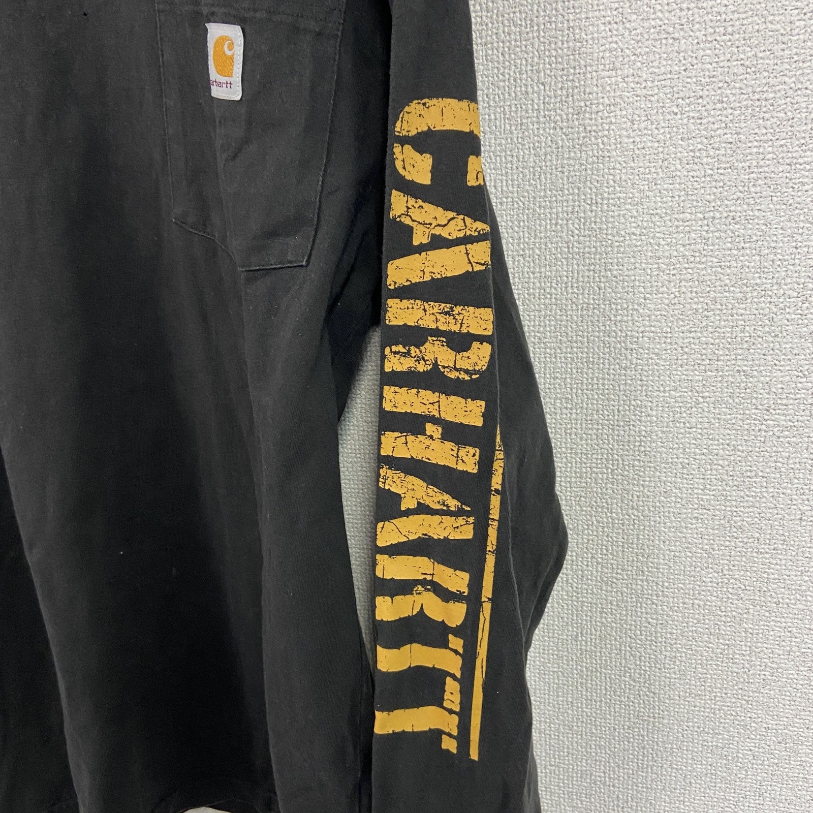 Carhartt　カーハート　長袖プリントTシャツ/ロンT　ポケT　黒　ブラック　Sサイズ