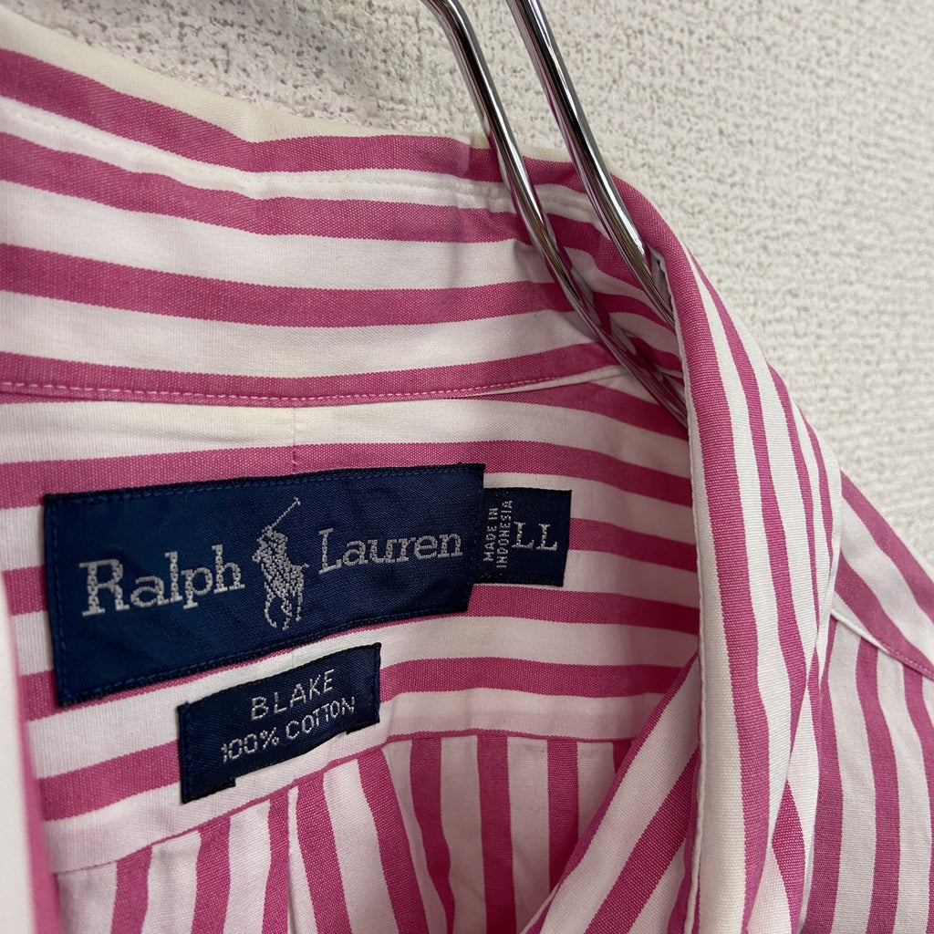 Ralph Lauren　ラルフローレン　BLAKE　長袖ボタンダウンシャツ　ストライプ柄　ピンク　LLサイズ