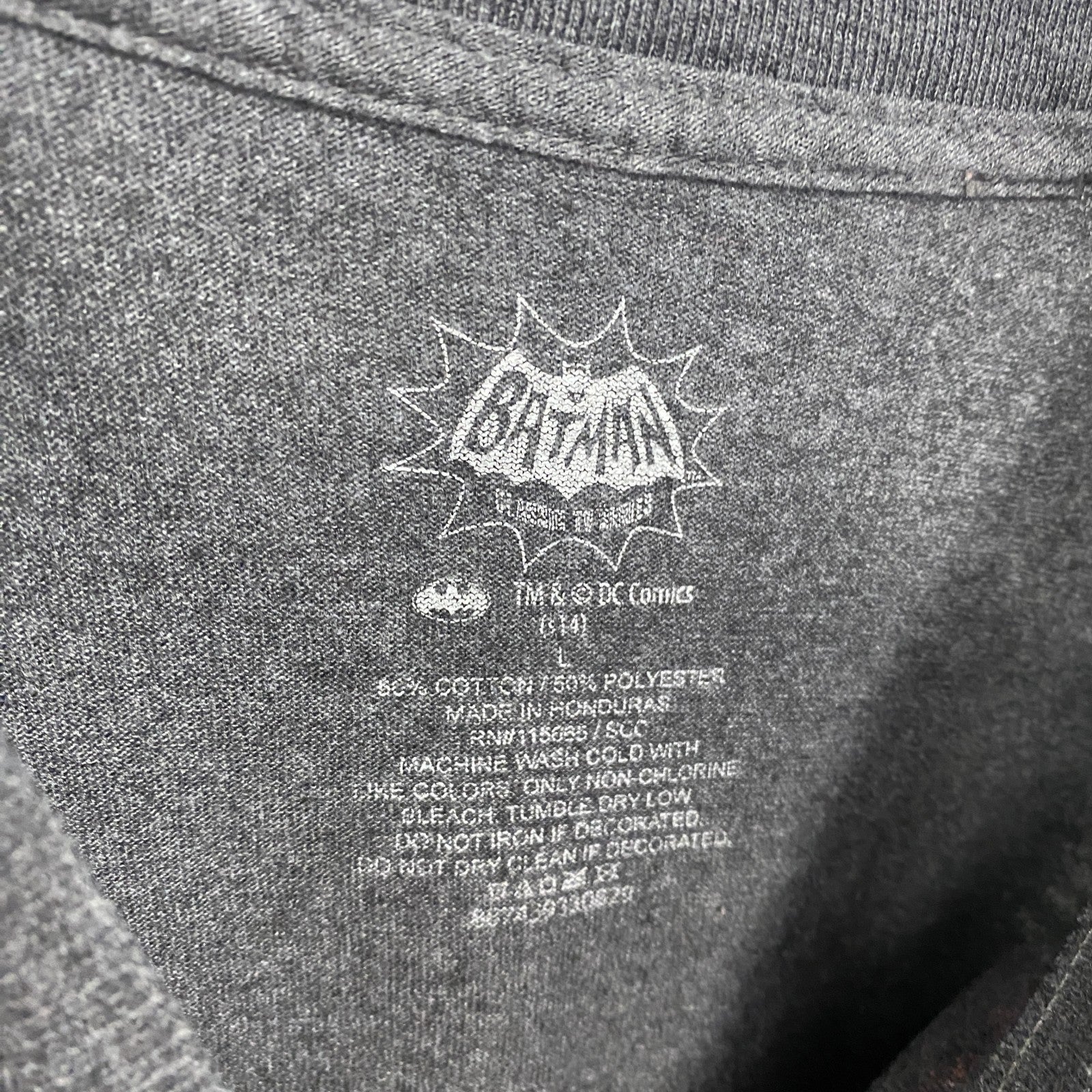 BAT MAN　バットマン　半袖プリントTシャツ　アメコミT　灰色　ダークグレー　Lサイズ