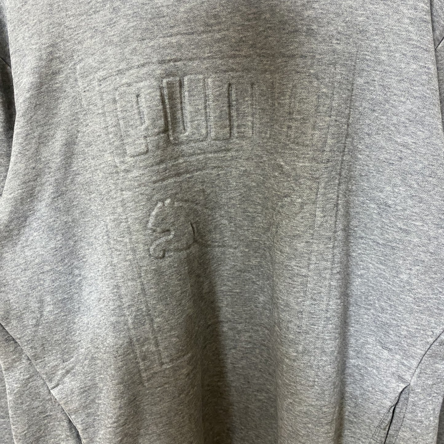 古着 used　PUMA プーマ　長袖ビッグロゴデザインパーカー　スウェットフーディ　グレー　カジュアル　前ポケット　Mサイズ